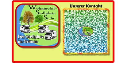 Motorhome parking space - Stromanschluss - Gelbensande - Unsere Kontaktdaten  <<  >>  Our contact details - Stellplatz im Grünen der Fa. Stuhr