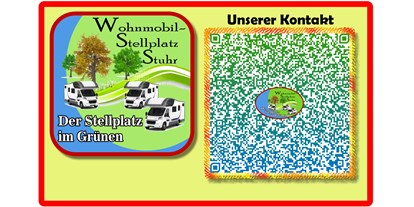 Motorhome parking space - Art des Stellplatz: eigenständiger Stellplatz - Kamin - Unsere Kontaktdaten  <<  >>  Our contact details - Stellplatz im Grünen der Fa. Stuhr