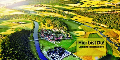 Reisemobilstellplatz - SUP Möglichkeit - Calden - Camping Fuldaschleife bei Kassel, Nahe der A7/ Ausfahrt Guxhagen 5km zum Campingplatz direkt am Flussufer der Fulda - Camping Fuldaschleife
