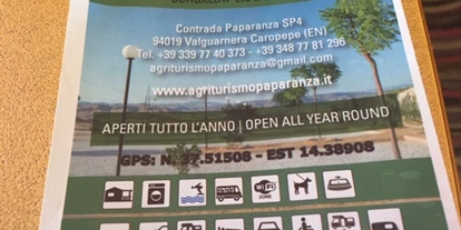 Plaza de aparcamiento para autocaravanas - Frischwasserversorgung - Sicilia - Agritur Paparanza