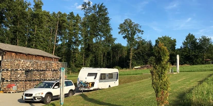 Place de parking pour camping-car - WLAN: am ganzen Platz vorhanden - Schöllnach - Zu Gast aus Regensburg - Wohnwagen "Hansi" samt vierköpfiger Familie - August 2021 - Camper Stellplatz "VORMFELD"