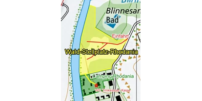 Motorhome parking space - öffentliche Verkehrsmittel - Oberwald (Obergoms) - Detail Karte - WALD-STELLPLATZ-RHODANIA