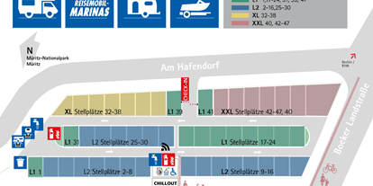 Reisemobilstellplatz - Wohnwagen erlaubt - Schloen - Kategorien der Stellplätze - Reisemobil-Marina Müritz