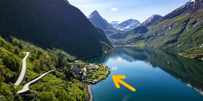 Parkeerplaats voor camper - Angelmöglichkeit - Noorwegen - Geirangerfjorden Feriesenter