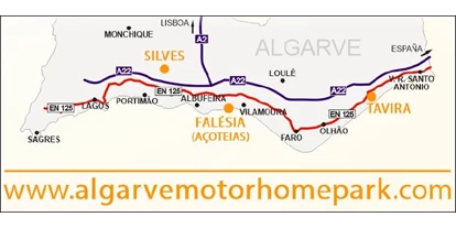Reisemobilstellplatz - Umgebungsschwerpunkt: Stadt - Armação de Pêra - Algarve Motorhome Park
Silves - Falesia - Tavira - Algarve Motorhome Park Silves