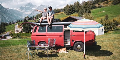 Reisemobilstellplatz - Umgebungsschwerpunkt: Berg - PLZ 3919 (Schweiz) - Camp Bietschhorn - Camp Bietschhorn - hia chusch ämbri - in Bürchen