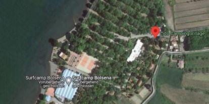 Motorhome parking space - Bademöglichkeit für Hunde - Italy - Surfcamp Bolsena @ Lido Camping