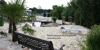 Reisemobilstellplatz - Duschen - Lünen - Strandlandschaft auf unserem Erholungspark Wehlingsheide - Reisemobilhafen Erholungspark Wehlingsheide