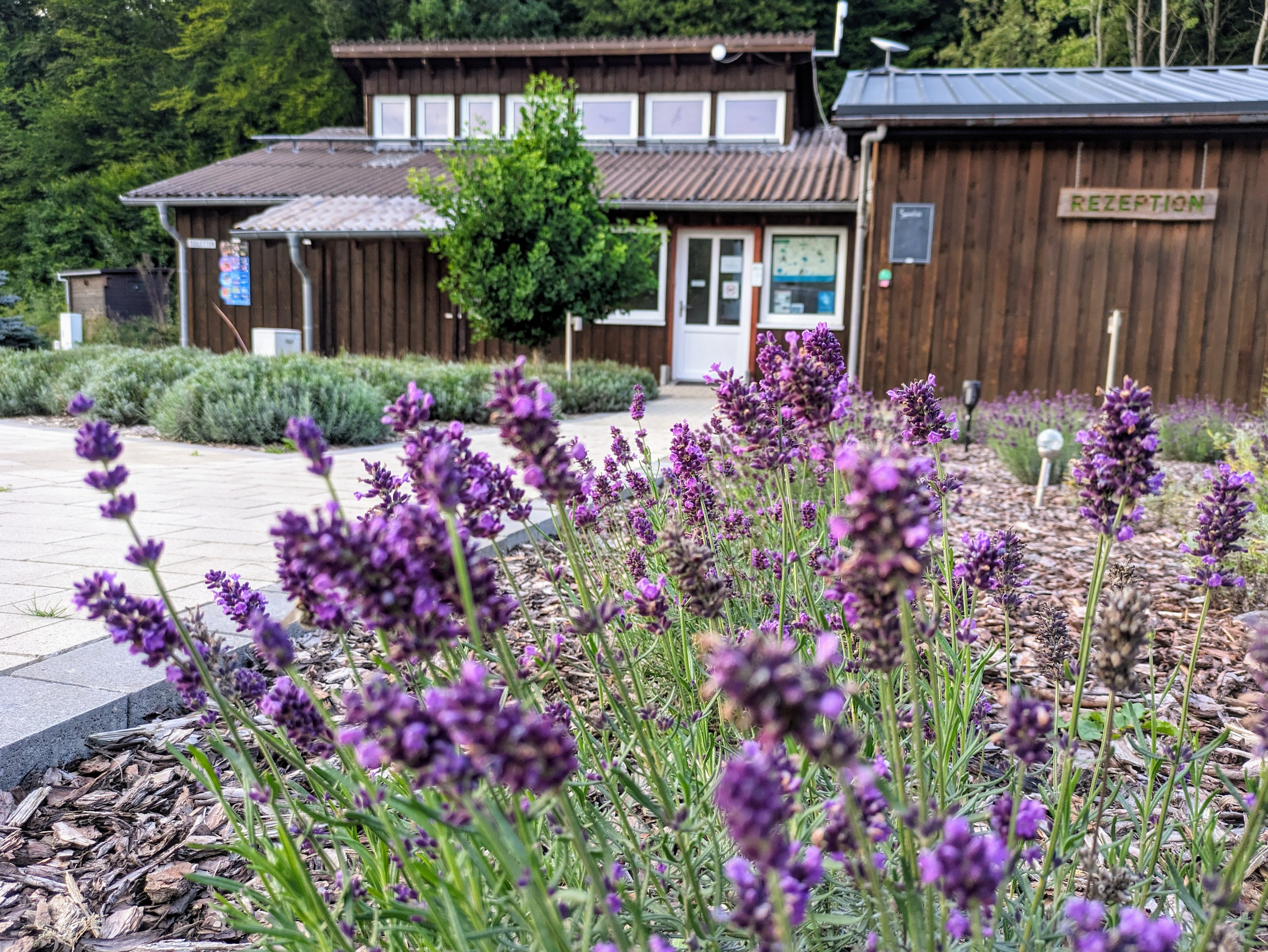 Camperplaats - Rezeption und Sanitärgebäude - Wohnmobil- und Campingpark Ambergau