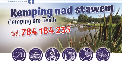 Reisemobilstellplatz - Hunde erlaubt: Hunde erlaubt - Gierłoż - Kemping nad stawem Harsz/ Camping am Teich Harsz