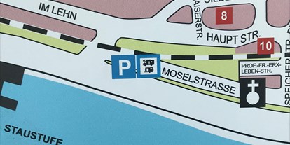 Motorhome parking space - Art des Stellplatz: eigenständiger Stellplatz - Urbar (Rhein-Hunsrück-Kreis) - Karte Ortstafel - Müden am Festplatz
