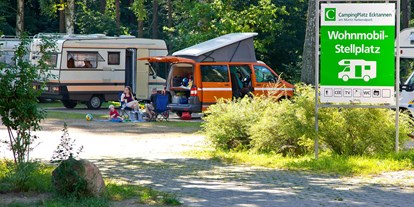 Motorhome parking space - Badestrand - Mecklenburgische Seenplatte - Wohnmobilstellplatz Ecktannen Einfahrt - CampingPlatz Ecktannen