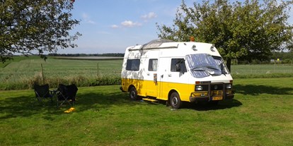 Reisemobilstellplatz - Hunde erlaubt: Hunde erlaubt - Ohé en Laak - VW LT 28 Camper auf dem höchsten Aussichtsplatz mit Schatten und Sonne - Stellplatz in Süd-Limburg