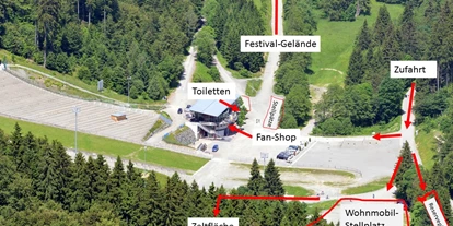 Parkeerplaats voor camper - Bademöglichkeit für Hunde - Eslohe - Lageplan zur Orientierung - Wohnmobilstellplatz Mühlenkopfschanze Willingen