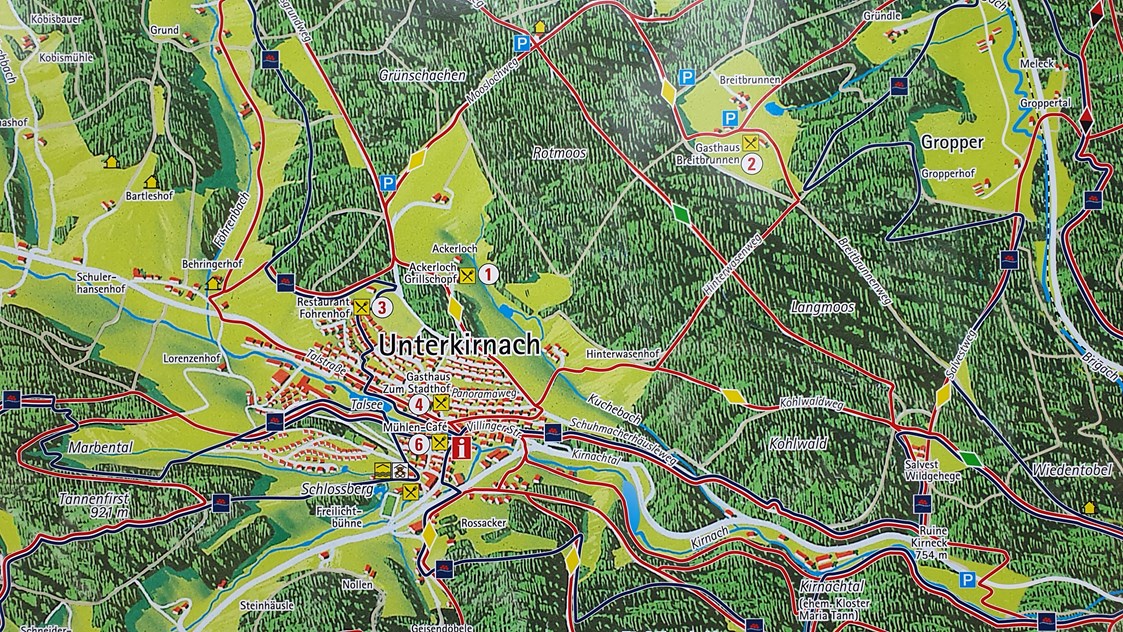Wohnmobilstellplatz: Karte Unterkirnach und Umgebung  - Reisemobil-Stellplatz Unterkirnach