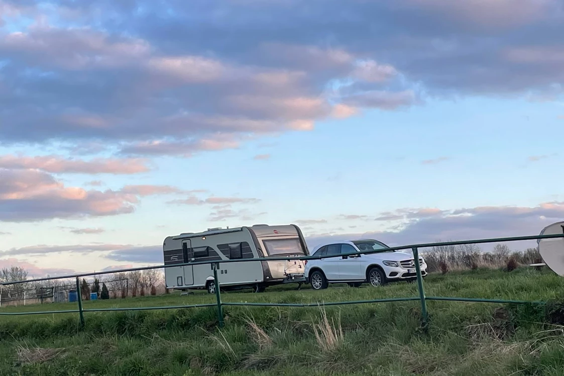 Wohnmobilstellplatz: Die ersten Besucher unseres Stellplatzes  - Panoramablick: Radebeul-Dresden-Sächs.Schweiz