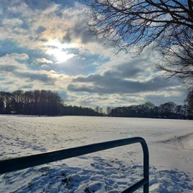 Wohnmobilstellplatz: Winterlandschaft auf den Feldern von Rhede - Kirmesplatz