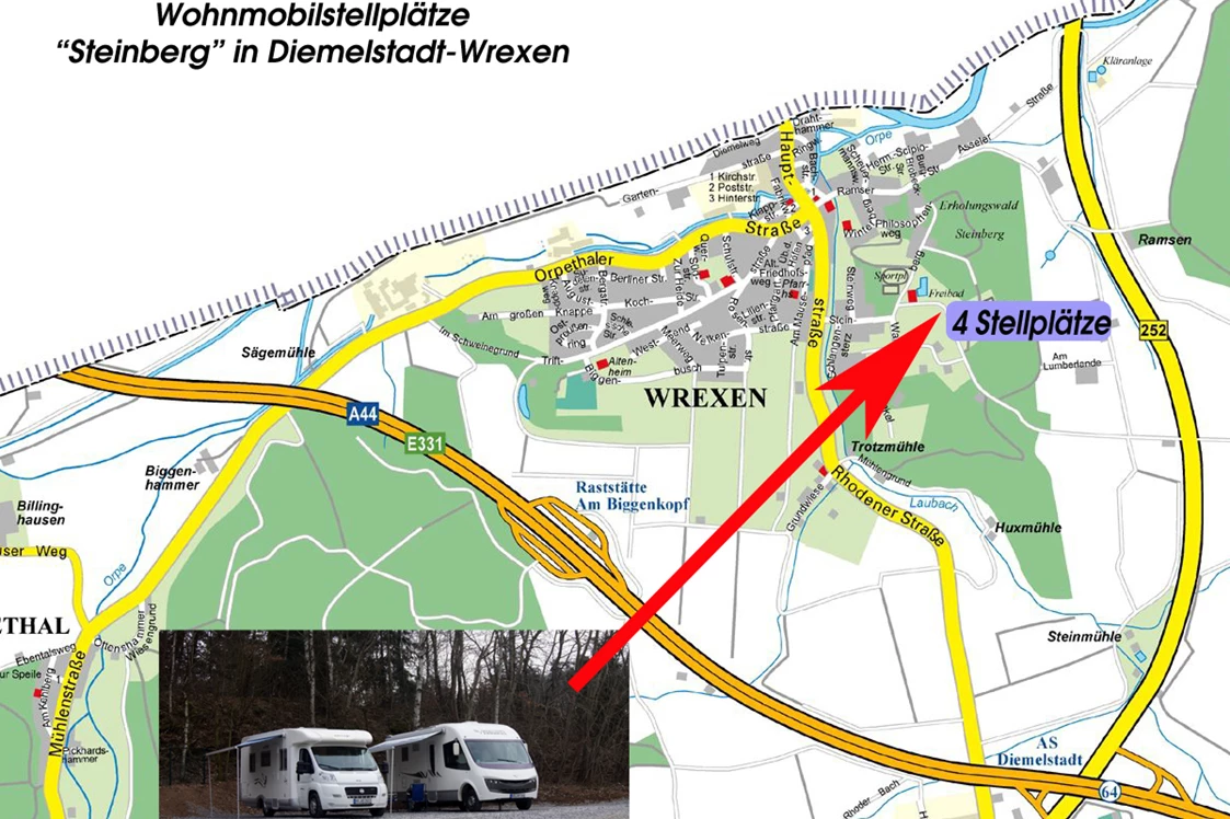 Wohnmobilstellplatz: Standort Wohnmobilstellplatz - Stellplatz am Steinbergbad