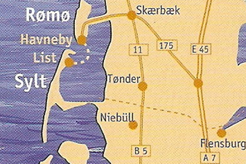 Wohnmobilstellplatz: Anfahrt aus Niebüll über B 5 oder  Flensburg über A/7 /E45 nach
DK 6780 Skaerbaek -Sondernaes  Holmvej 18 - Reitstall- Nordseeküste .Landhaus Sondernaes ..Holmvej 18.. DK 6780 