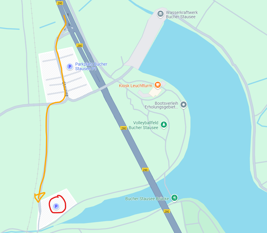 Reisemobilstellplatz: Anfahrtsplan - Wohnmobilstellplatz Bucher Stausee - gebied