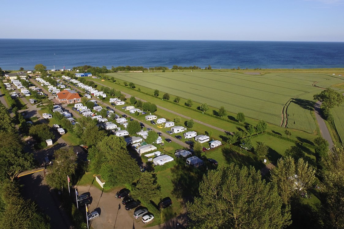 Wohnmobilstellplatz: linke Reihe: Wohnmobilplätze innen - Rosenfelder Strand Ostsee Camping