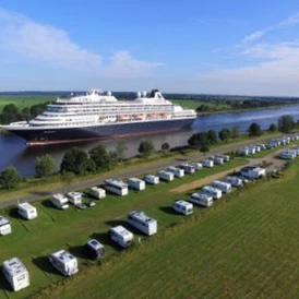 Wohnmobilstellplatz: Toller Blick auf den Wohnmobilstellplatz - Stellplatz am Nord-Ostsee-Kanal