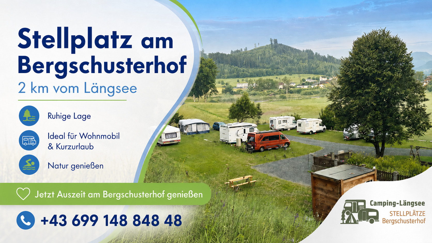 área camper - Bernaich - Unser Stellplatz von oben - Ankommen, wohlfühlen und der Urlaub beginnt. - CAMPING-LÄNGSEE Stellplatz Bergschusterhof