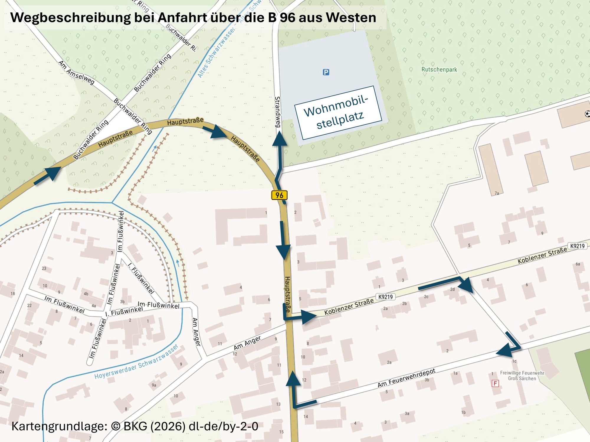 Reisemobilstellplatz - Bautzen - Anfahrt aus Westen - Parkplatz für Wohnmobile und PKW am Knappensee