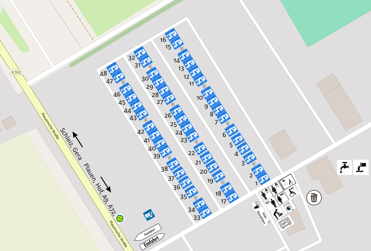 área camper - Berg (Landkreis Hof) - Übersichtsplan des Caravan- und Reisemobilstellplatzes Schleizer Dreieck - Caravan- und Reisemobilstellplatz Schleizer Dreieck