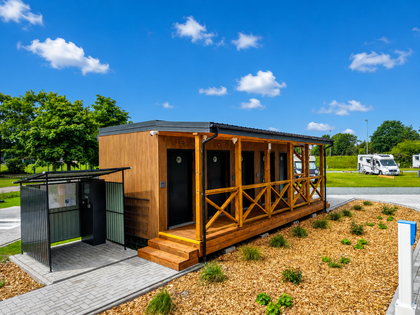 Place de parking pour camping-car - Angeln - Basse-Saxe - Sanitärgebäude - Wohnmobilpark am Badesee Aurich 