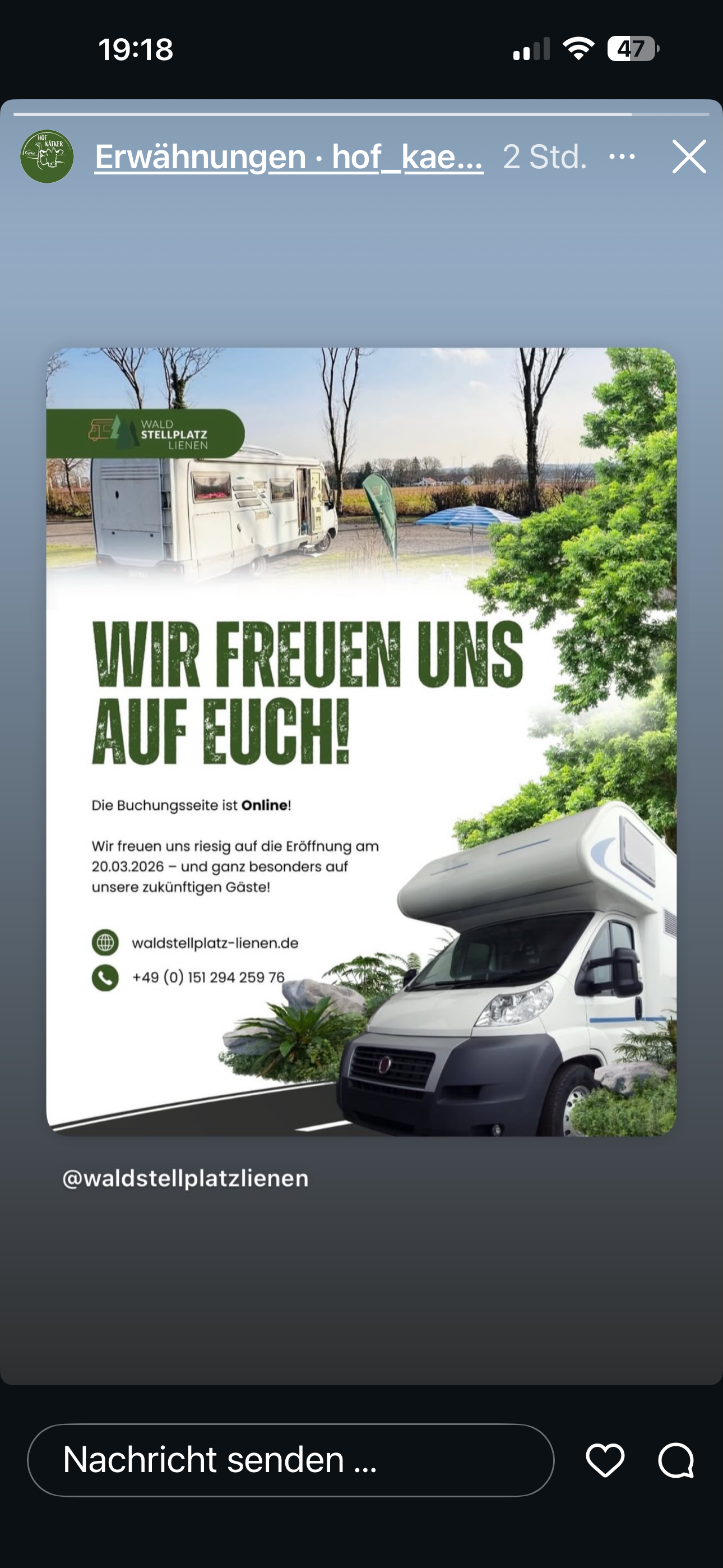 Wohnmobilstellplatz: Waldstellplatz Lienen