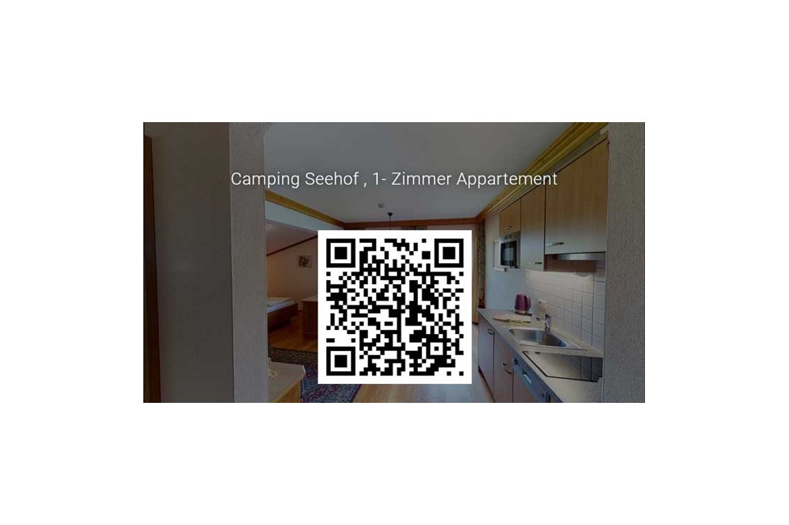 Wohnmobilstellplatz: QR-Code für 3D-Film von 1-Zimmer-Appartement - Camping & Appartements Seehof