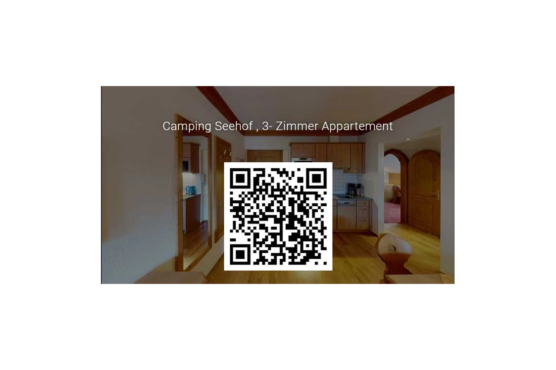 Wohnmobilstellplatz: QR-Code für 3D-Film von 3-Zimmer-Appartement - Camping & Appartements Seehof