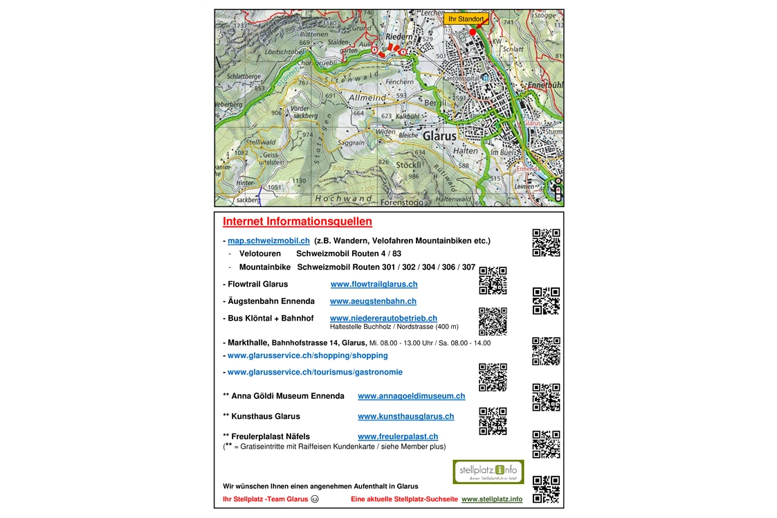 Wohnmobilstellplatz: Gäste Information - Glarus, Buchholz,