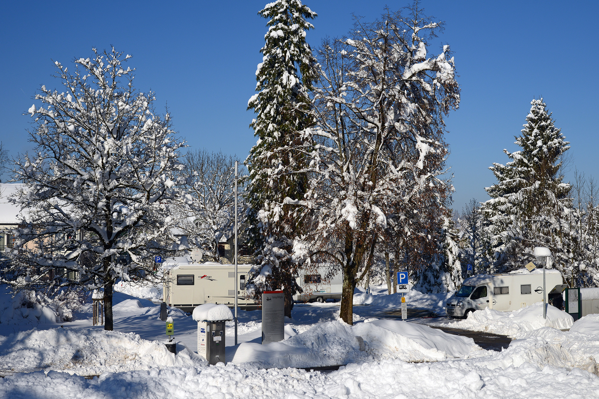 Reisemobilstellplatz - Oberstaufen - Stellplatz Untere Mühle im Winter - Wohnmobilstellplatz Untere Mühle