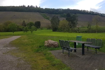 Wohnmobilstellplatz: "Rastplatz am Wohnmobilstellplatz mit Blick auf die Weinberge - Wohnmobilstellplatz Zweibächen am Lieserpfad