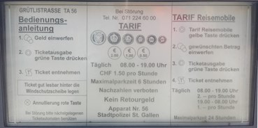 Reisemobilstellplatz - Entsorgung Toilettenkassette - St. Gallen - Parkplatzbebühren - Parkplatz Paul-Grüninger-Station