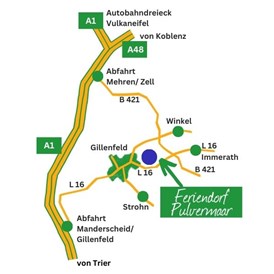 Wohnmobilstellplatz: Anfahrt - Wohnmobilhafen Pulvermaar