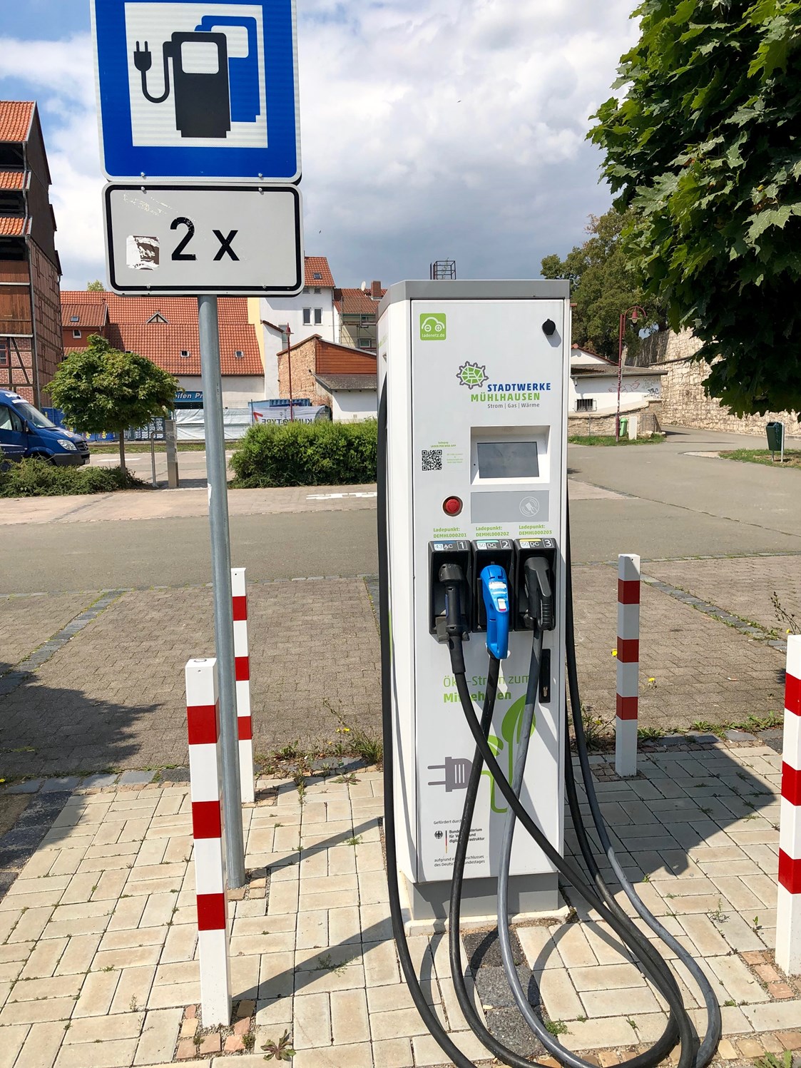 Wohnmobilstellplatz: Lademöglichkeit für Elektroautos - Wohnmobilstellplatz "Engelsgarten" Mühlhausen/Thür.