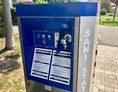 Wohnmobilstellplatz: Sanitär-Säule zur Frischwasserbefüllung und Entsorgung der Chemietoilette (Rückseite) - Wohnmobilstellplatz "Engelsgarten" Mühlhausen/Thür.