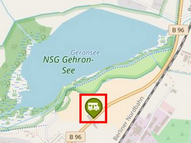 Reisemobilstellplatz - Kremmen - Lage direkt am Naturschutzgebiet Geronsee - Gransee (Geronsee)