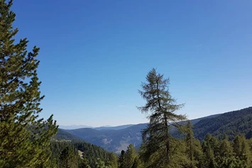 Wohnmobilstellplatz: Der Ausblick nach Süden. - Bergheim Schmidt Turracher Höhe