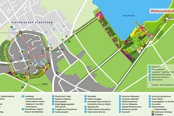 Wohnmobilstellplatz: Übersichtskarte Wohnmobilhafen "Seepark" und Stadtkern Zülpich. - Wohnmobilhafen "Seepark Zülpich"