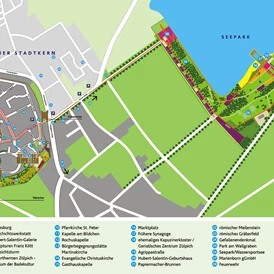 Wohnmobilstellplatz: Übersichtskarte Wohnmobilhafen "Seepark" und Stadtkern Zülpich. - Wohnmobilhafen "Seepark Zülpich"
