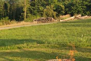 Wohnmobilstellplatz: Feuerstelle zum grillen. Holz und Kohle wurden von der Gastfamilie freundlicherweise bereitgestellt - Camper Stellplatz "VORMFELD"