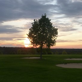 Wohnmobilstellplatz: Sonnenuntergang vom Stellplatz - Wohnmobil und Caravan Stellplatz "Golfanlage Gut Sansenhof"