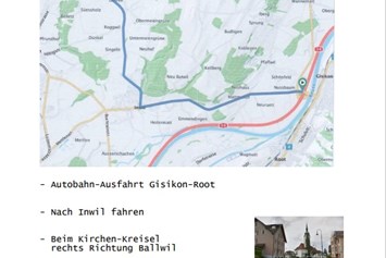 Wohnmobilstellplatz: Wegbeschreibung ab Anschluss 
Gisikon-Root - Alp-Panorama