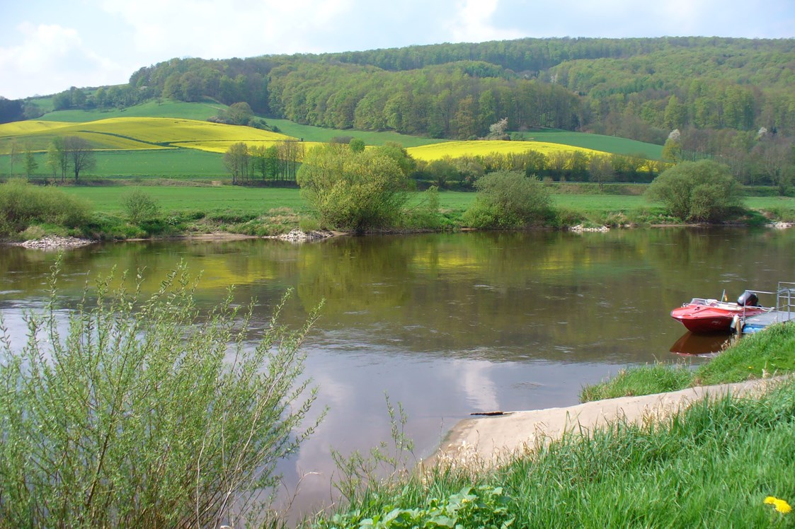 Wohnmobilstellplatz: Direkt an der Weser, ruhig gelegen, mitten in der Natur. - Wohnmobilstellplatz auf Campingplatz Rühler Schweiz