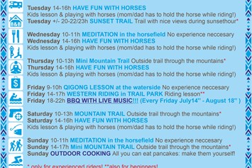 Wohnmobilstellplatz: We have a nice Summer program for 2023.
And our famous BBQ evening with life music on Fridays from July 14 untill August 18 - Sun Dance Ranch