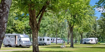 Reisemobilstellplatz - Wohnwagen erlaubt - Hermagor - 220 Stellplätze im Schatten, Halbschatten oder Sonne je nach Bedarf und Jahreszeit von 70m2 - 120m2. Wunderbare Aussicht auf die Berg in der Umgebung. - Camping am Waldbad